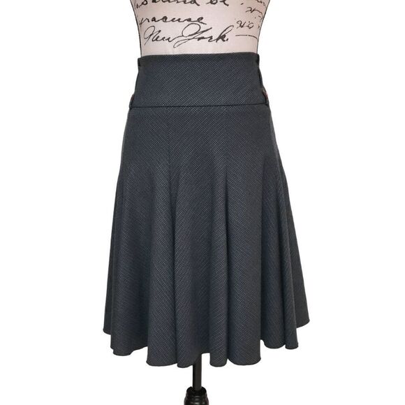 ANNA DALI PARIS A-Line Checkered Print Gray Skirt SIZE 42 (US 10) - Picture 1 of 9